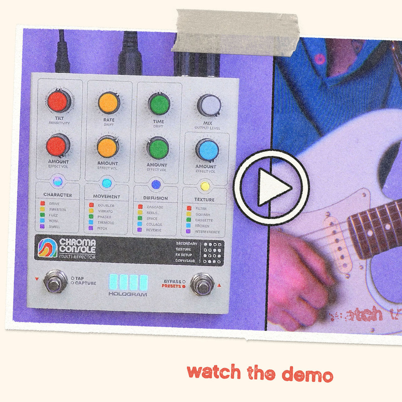 Screenshot from the Hologram Electronics official demo video for the Chroma Console multi-effect pedal