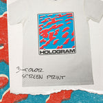 Stylized and colored paper texture with the Hologram Electronics Abstract Graphic Design T-Shirt on top