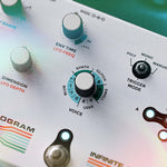 Close-up detailed view of the Hologram Electronics Infinite Jets: Resynthesizer multi-voice synth and glitch pedal focused on the Voice encoder knob