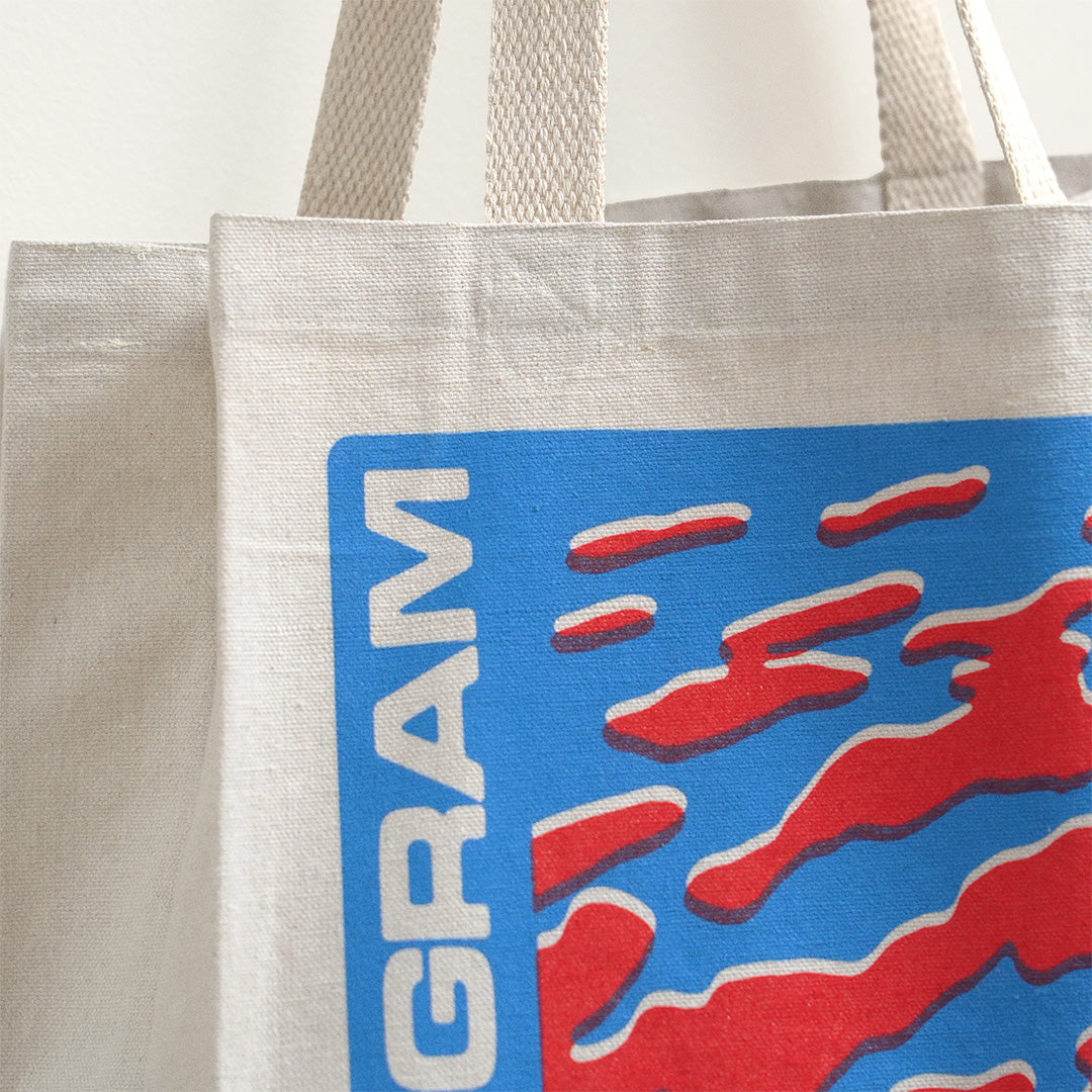 Macro side view of the texture of the Hologram Electronics Abstract Graphic Design Cotton Tote Bag