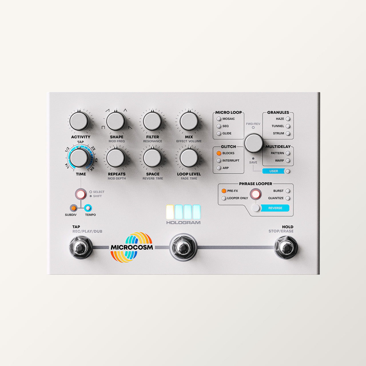 Hologram Electronics Microcosm granular delay and looper pedal official shop photo