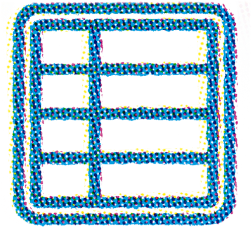 Icon representing the parameters for the Dimension control on the Hologram Electronics Infinite Jets: Resynthesizer multi-voice synth and glitch pedal